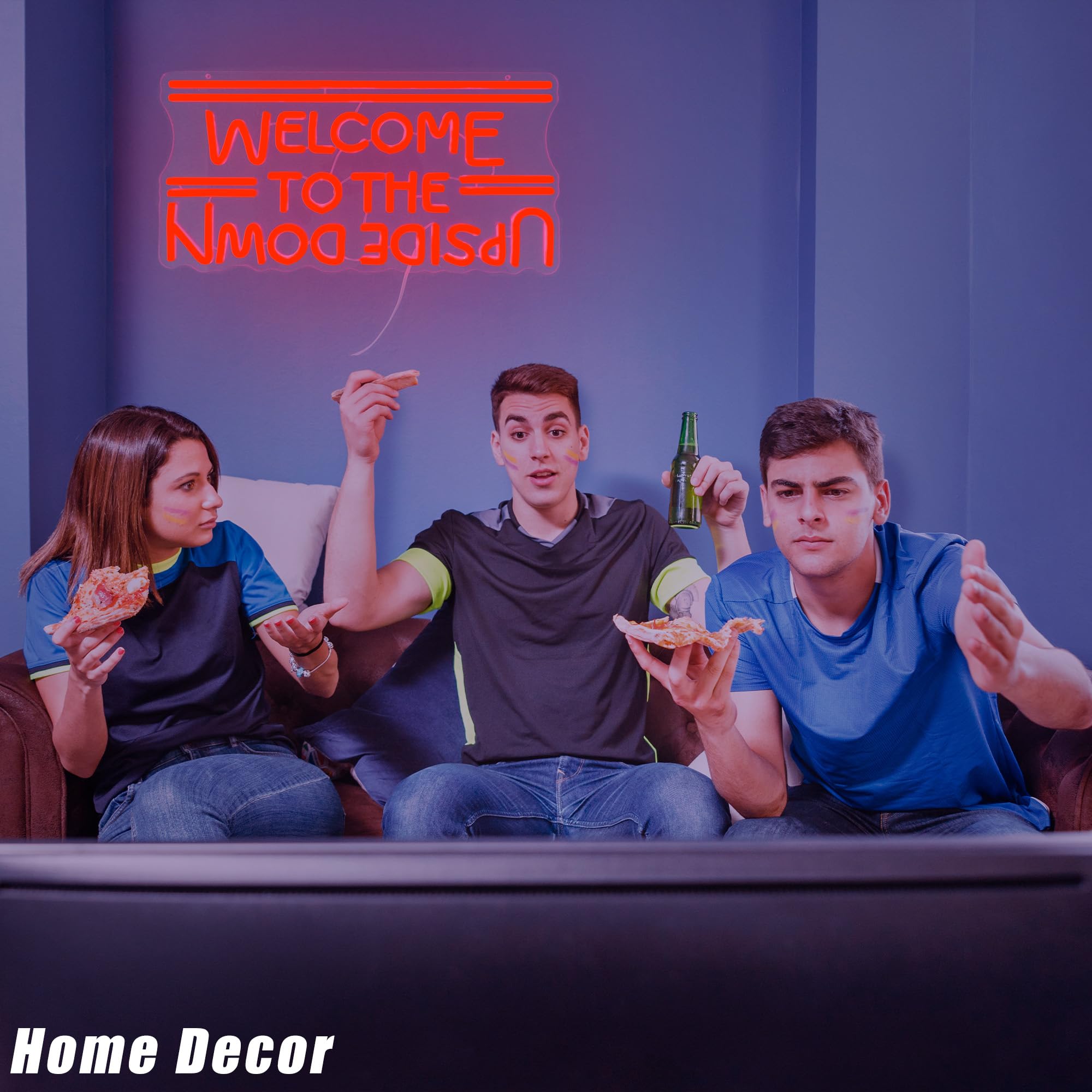 Letrero de neón regulable con texto en inglés "Welcome To The Upside Down" para decoración de pared, letrero LED alimentado por USB para dormitorio, sala de juegos, cueva de hombre, gran regalo para