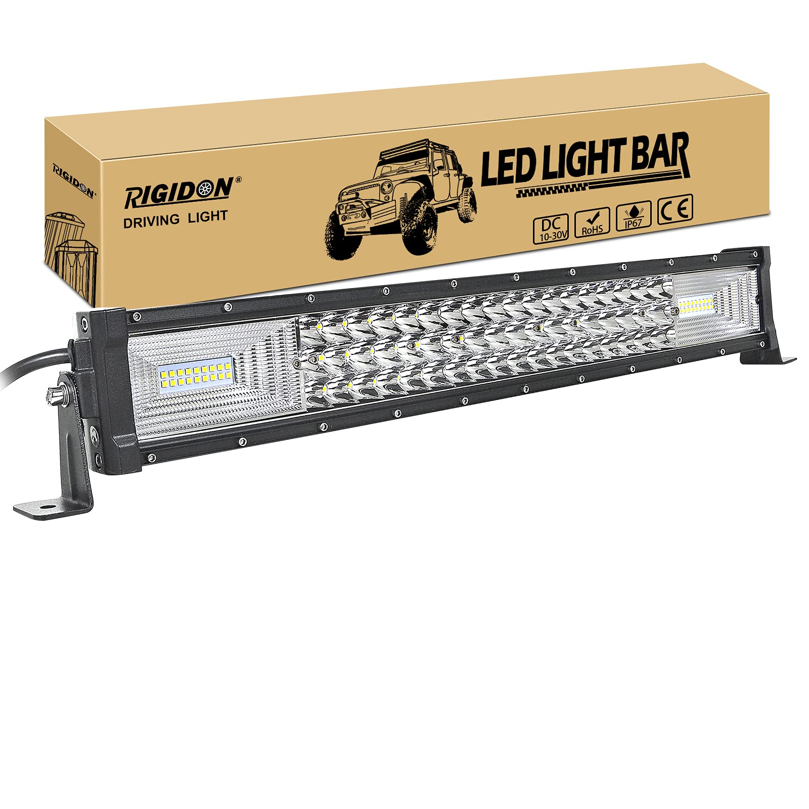 RIGIDON 22 pouces 55cm 270W slim barre de led 4x4, 6000K feu antibrouillard | 12V 24V, droit, étanche, triple rangée, barre lumineuse led, pour offroad Véhicules Voiture camions SUV ATV bateau, éclairage