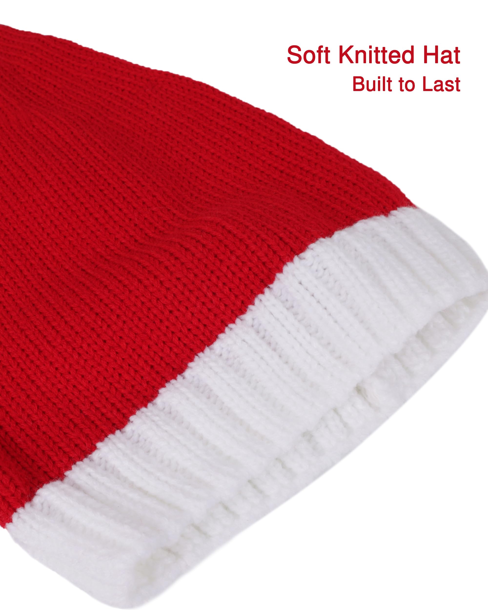 Strickmütze mit Bommel, Weihnachtsmannmütze, Weihnachtsstrumpfmütze für Erwachsene