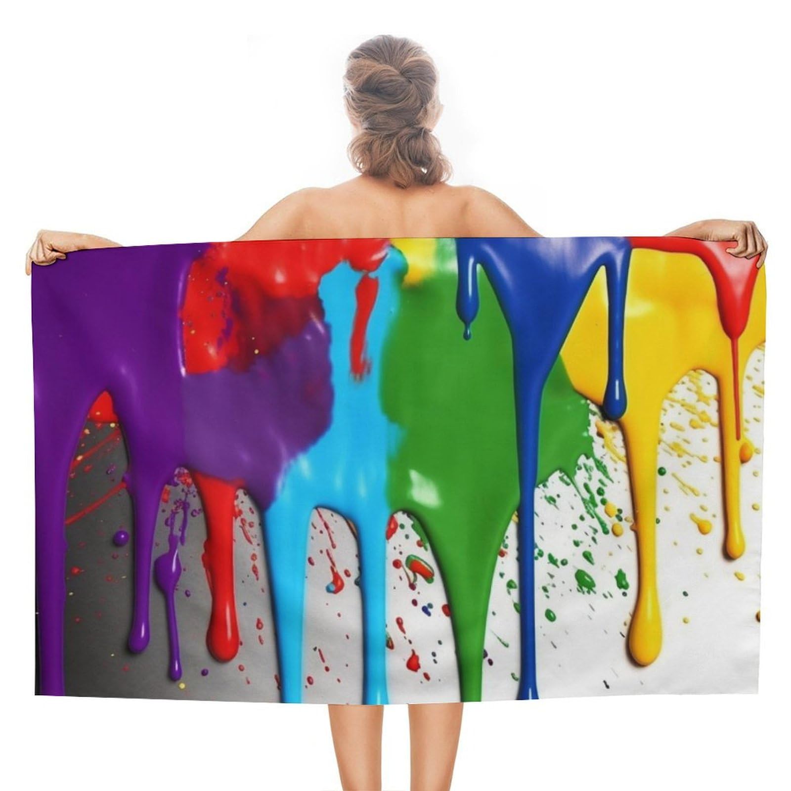 LSRCPD Beach Towels Paint Splatter Backdrop Swim Swimming Yoga Travel For Adults Women 80X130Cm