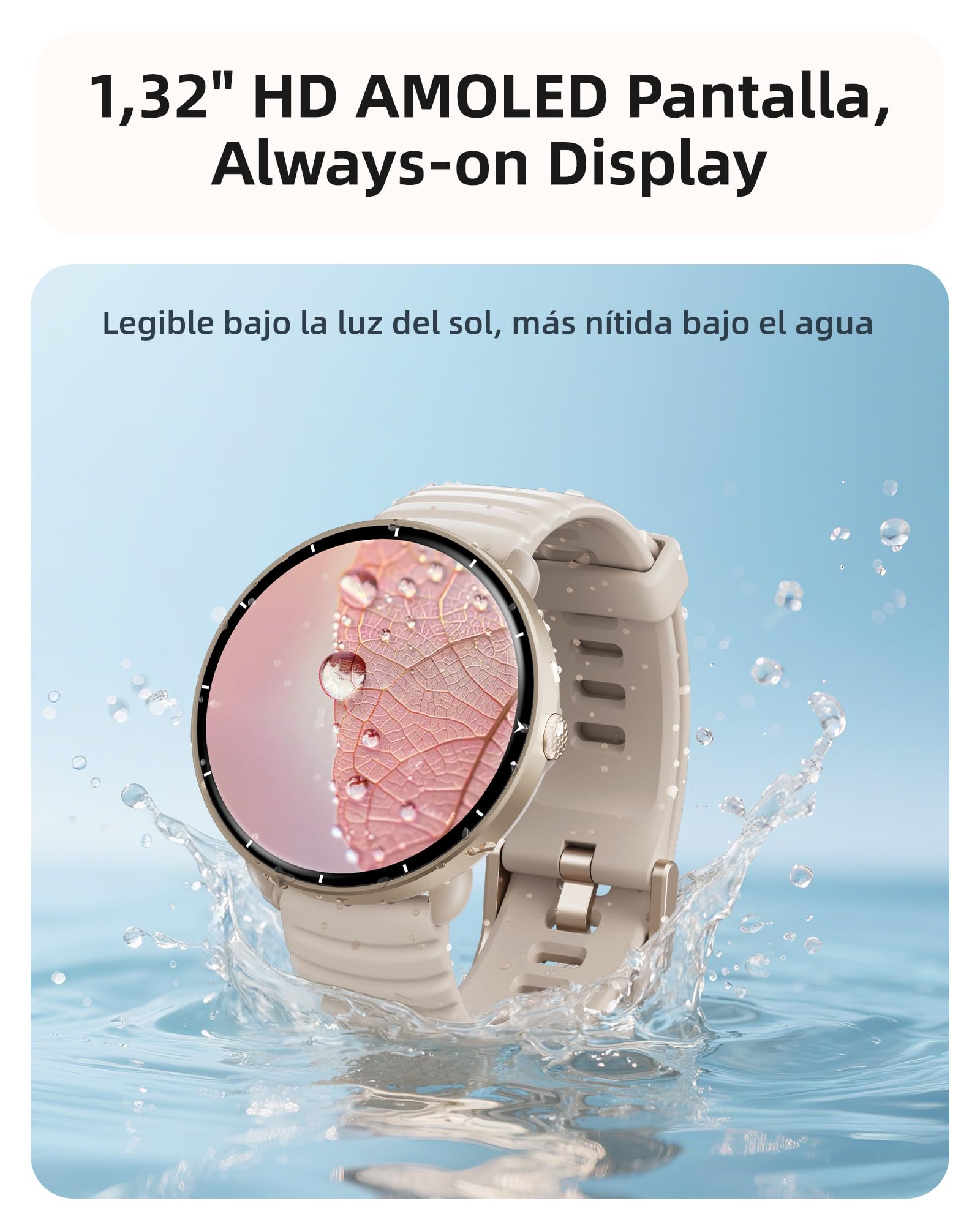 Parsonver Reloj inteligente Hombre Mujer con GPS Integrado, 5 ATM Impermeable para Piscina/Aguas Abiertas, AMOLED Pantalla, 100+ Deportivos Integrado, Frecuencia Cardíaca y Sueño (Gris francés, 42 mm)