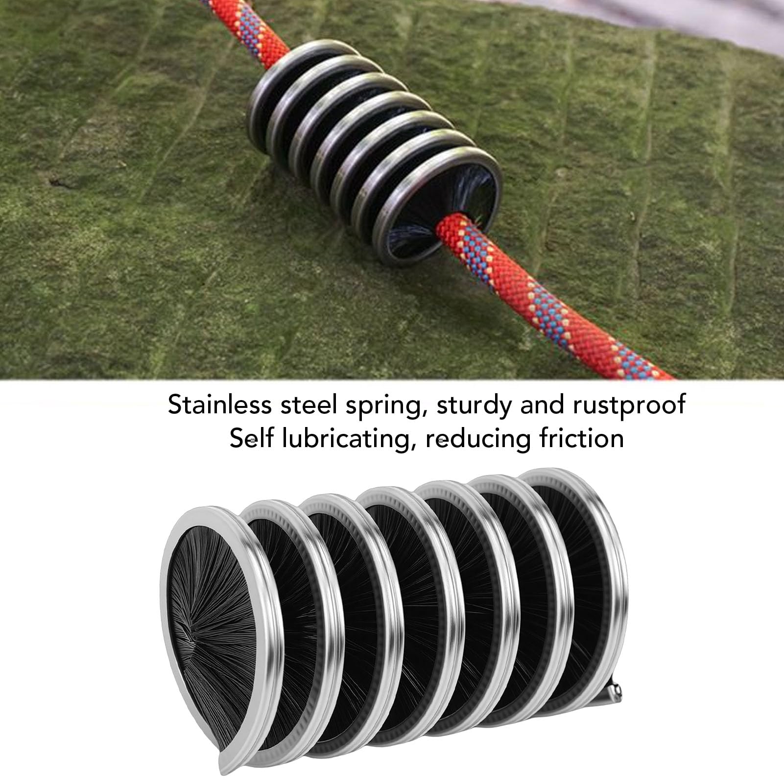 Fafeicy Seilreinigungsbürste, Edelstahl-Spiralschnurbürste, 360-Grad-Rundum-Nylon für Kletterseilausrüstung, Wäscheleine