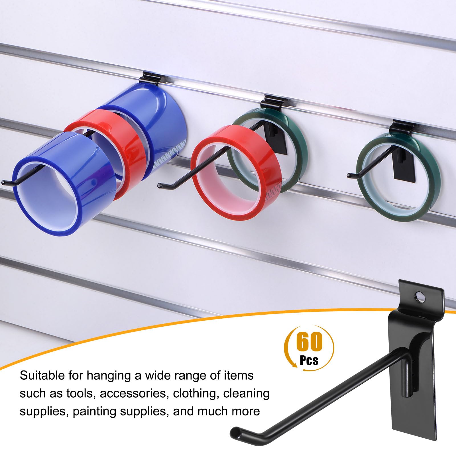 QUARKZMAN 24pz Doga Parete Ganci 6" Lunghezza Metallo Pannello Pannello Display Parete Appeso Gancio e Appendiabiti, Nero Pannello Pannello Sospeso Gancio, Nero