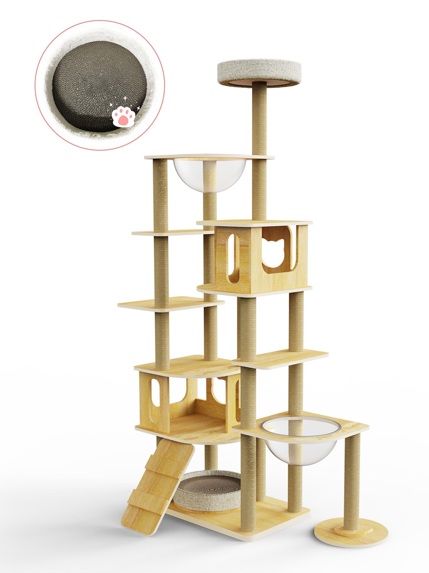 Amazon | YUCHONG キャットタワー 木製 宇宙船 98*50cm据え置き式 安定