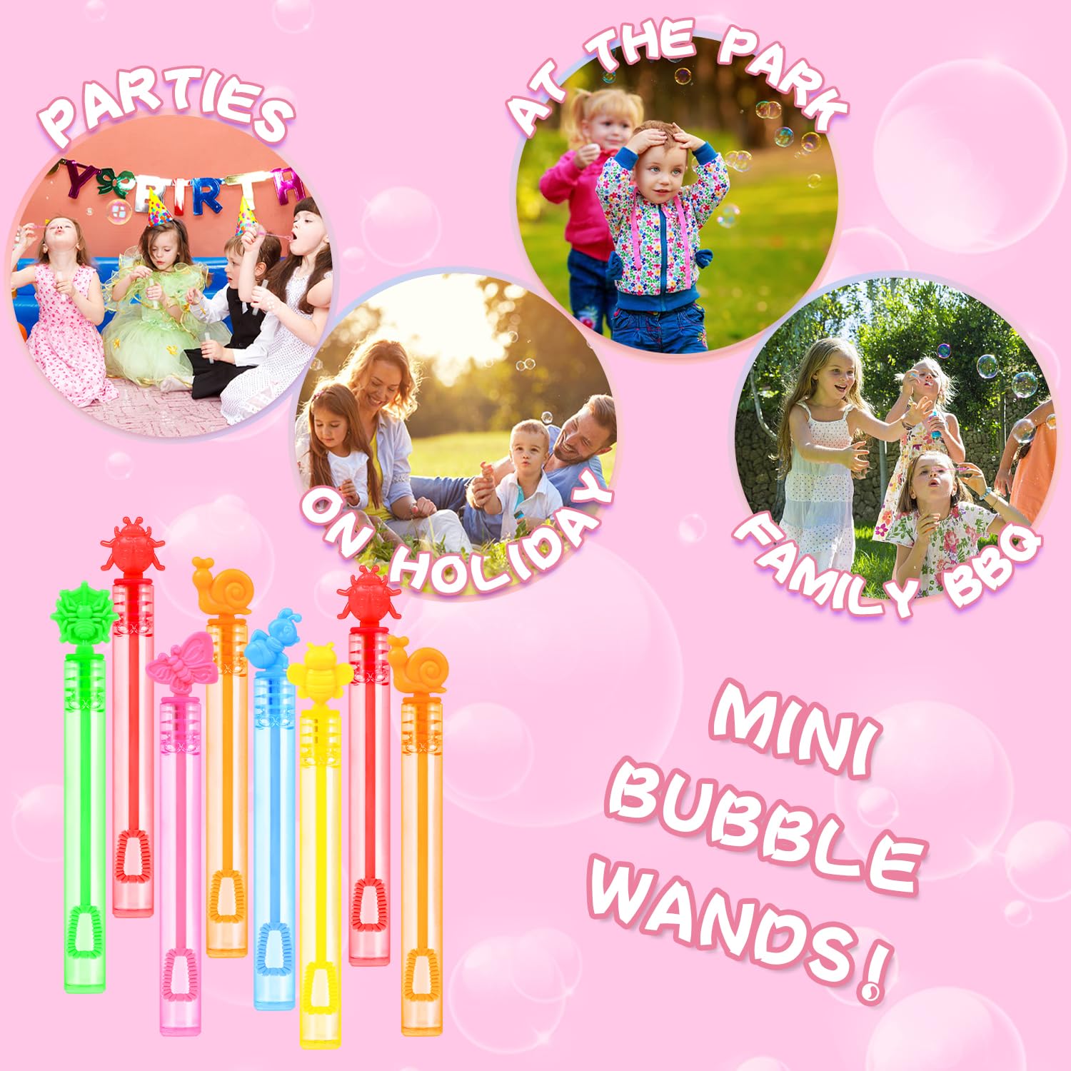SULOLI 24 Piezas Mini Pompas de Jabón，Burbuja Varita de Burbujas para Cumpleaños Infantiles, Bodas, Halloween，Exteriores Juguetes para Niños (6 Colores