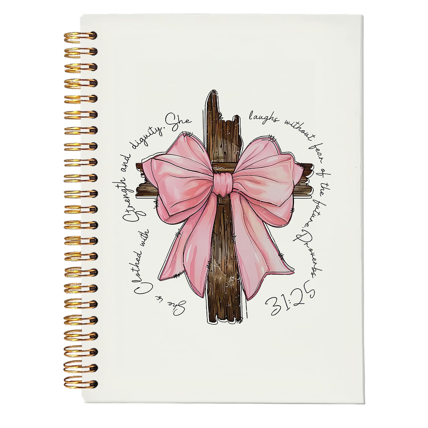 Carnet chrétien Yetmadi Coquette avec nœud rose, Proverbes 31:25