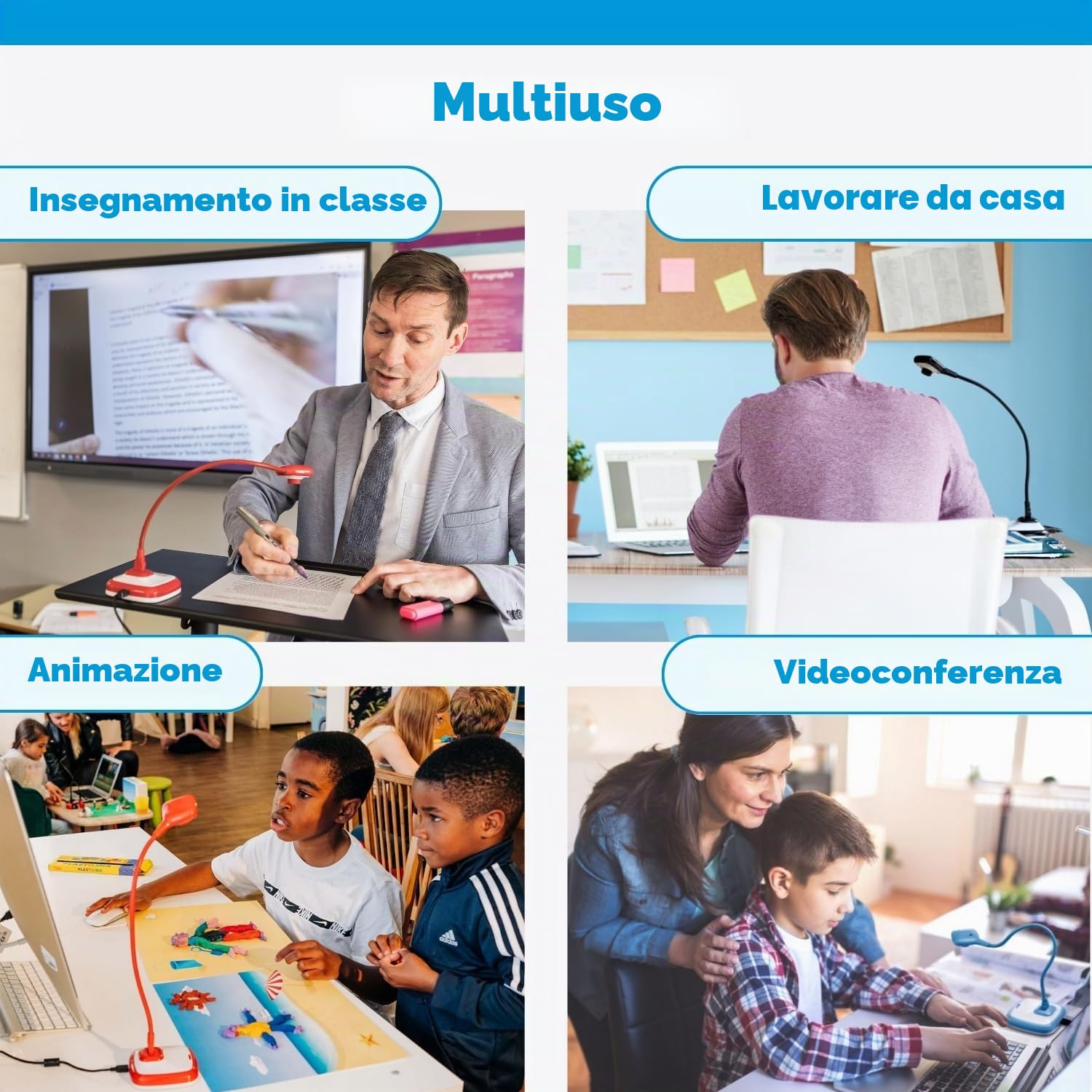 HUE HD Pro Visualizzatore di Documenti/Telecamera USB, Blu