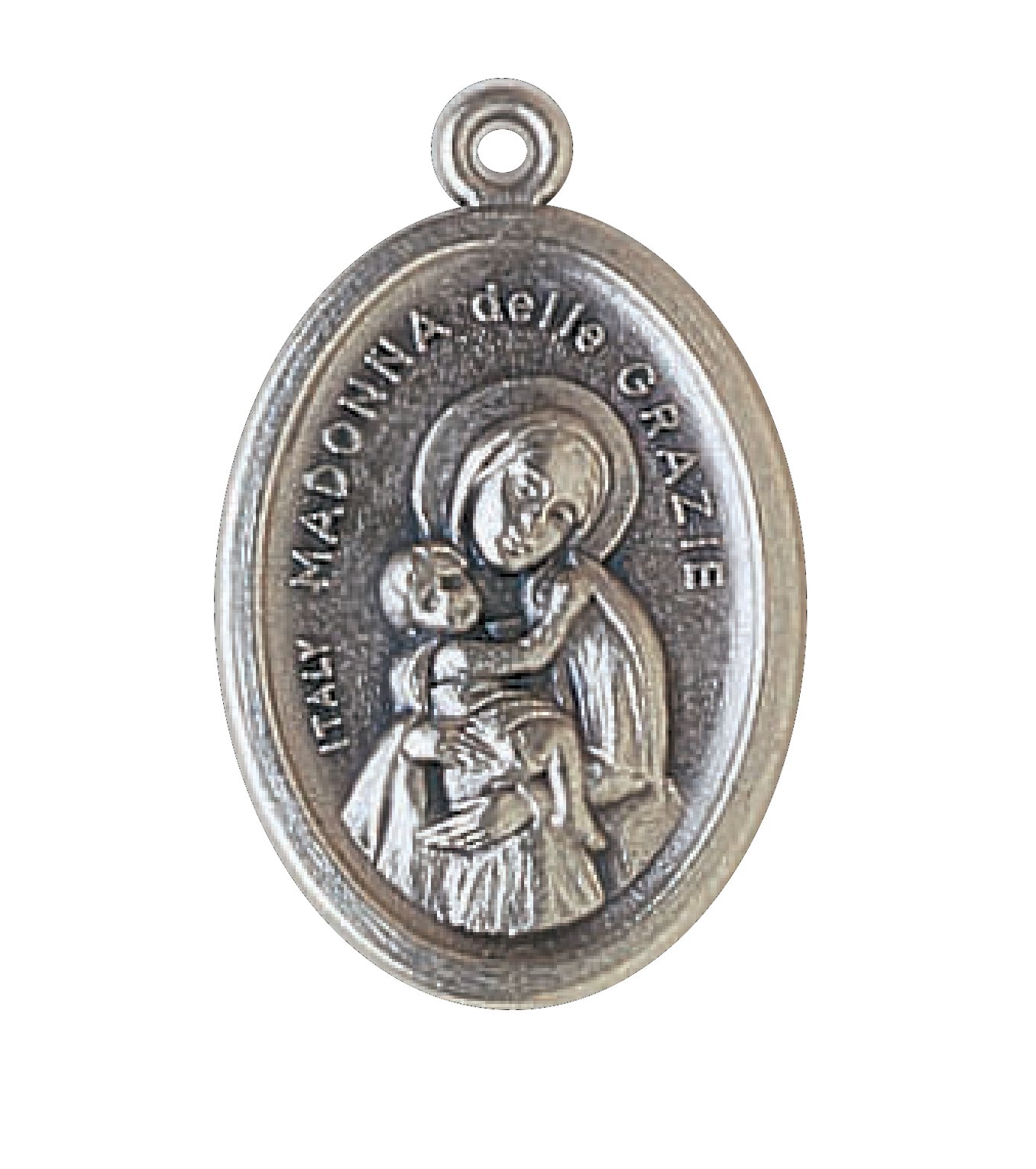 Lot of 6 Religious Medals from Italy - Silver tone + Oval ring,Miracolous,sacred heart,St. Bernadette, Infant of Prague,St. Michael Archangel, St. Francis (wolf