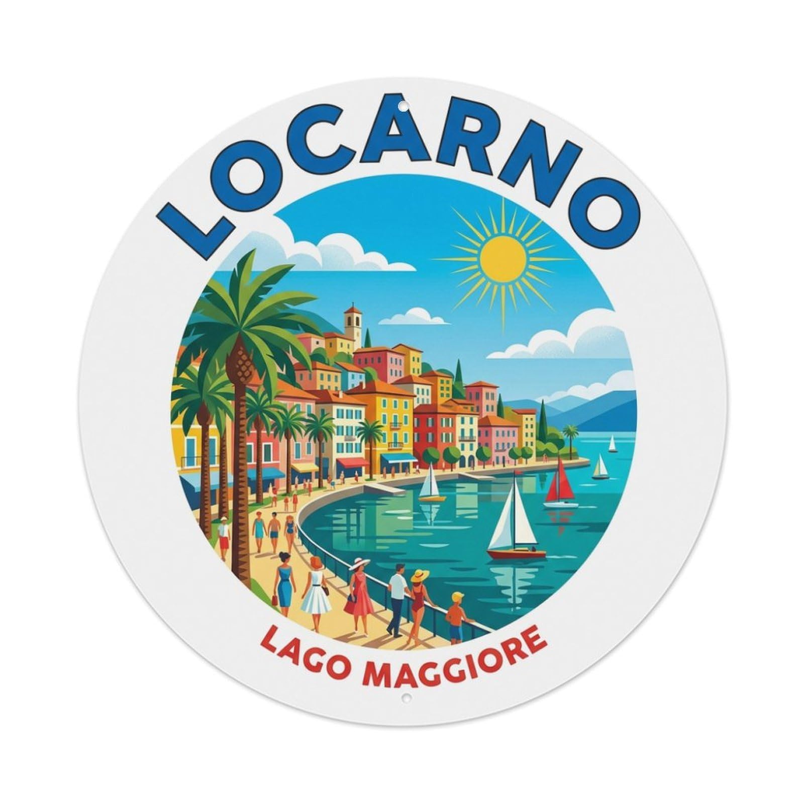 Metal Tin Sign Retro Travel Switzerland Locarno