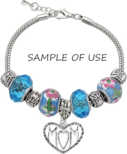 Miniatura 6 de RUBYCA Pulsera de encanto europea plateada cadena de serpiente con cierre de langosta DIY joyería 7.1 pulgadas 10pcs