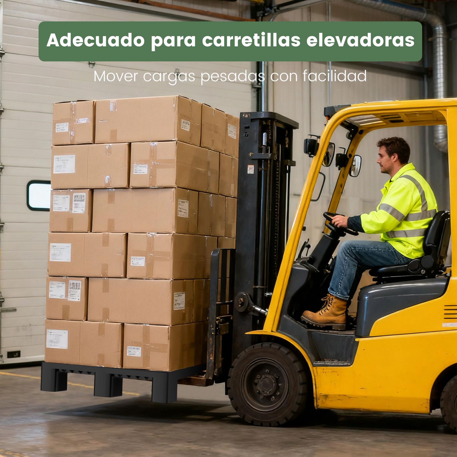 VigiFront Palets plastico, 80x60x12cm, Impermeable y Resistente a la Humedad, para Interior y Exterior, supermercados y almacene