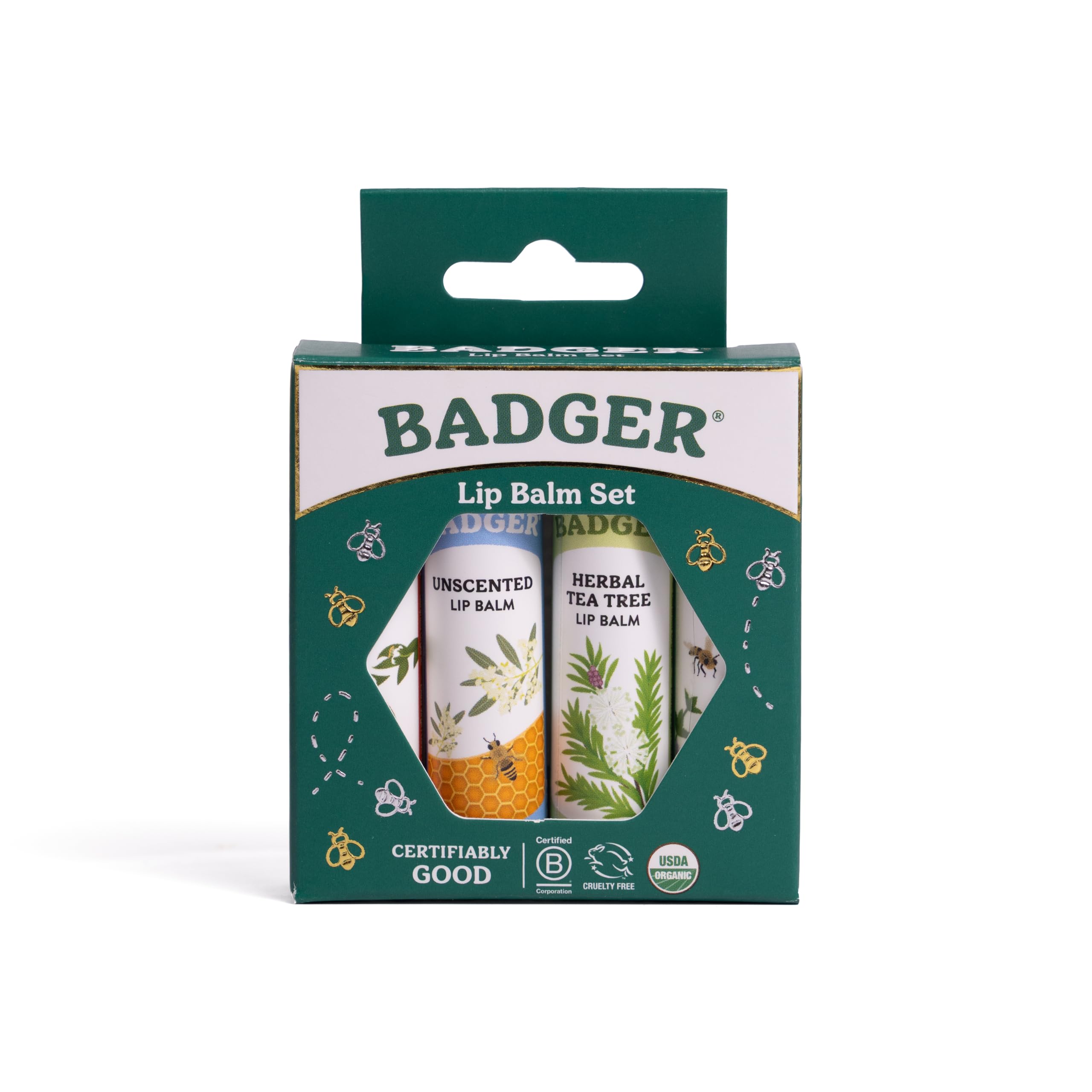 Badger Lip Balm 4 Sticks Gift Set Green Pack - Image 2