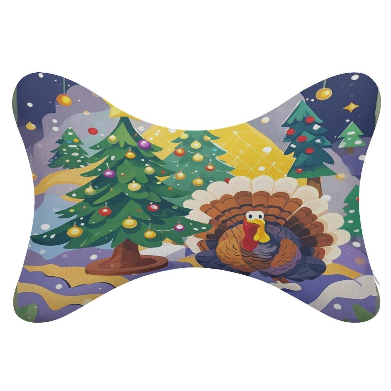 FekiLoot Christmas Turkey Car Headrest Set of 2,Softness Memory Foam Car Neck Pillow with Breathable Removable Cover Car Neck Support Pillow Ergonomic for Driving, Office