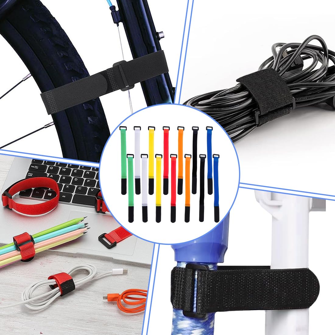 14 Pezzi Cinghie di Fissaggio Riutilizzabili Nylon 30cm x 2cm per Legare e Organizzare, Cinghie Regolabili per la Gestione dei Cavi, Cinghie Organizer, Ufficio e data center