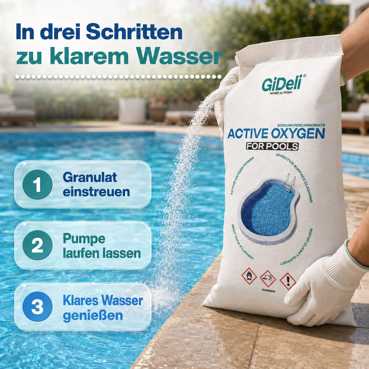 GiDeli Aktivsauerstoff Pool 25 kg - Natriumpercarbonat Granulat Chlorfrei