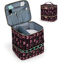 hibear Nail Supplies Organizer Nail Polish Storage Holds 30 BottlesNail Polish Storage Holds 30 Bottles Nail Kit Case Makeup Bag Vanity Case for Women BOW
