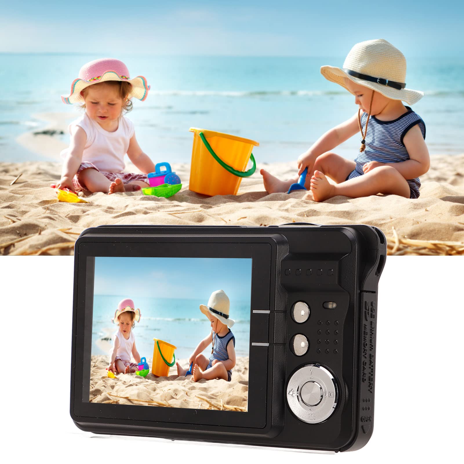 4K Fotocamera Digitale, Macchina Fotografica Digitale con 1080P 48MP Fotocamera, Zoom Digitale 8X, Schermo LCD, Luce di Riempimento Integrata, Mini Fotocamere Portatili Compatte per Studenti