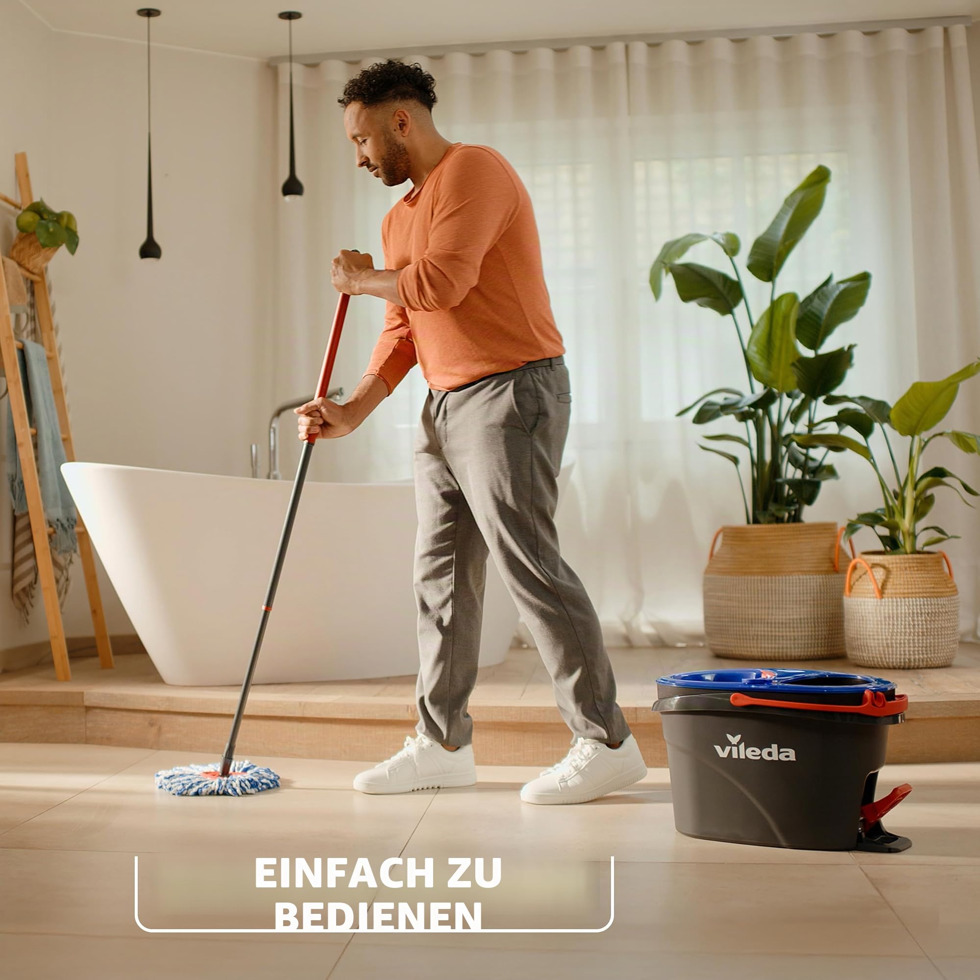Vileda H2PrO Wischmopp Set mit Eimer| 100% Trennung von Frisch- und Schmutzwasser | Innovatives Zweitanksystem mit Auswringfunktion | Müheloses Auswringen | Mikrofaserreinigung | Ergonomisches Design