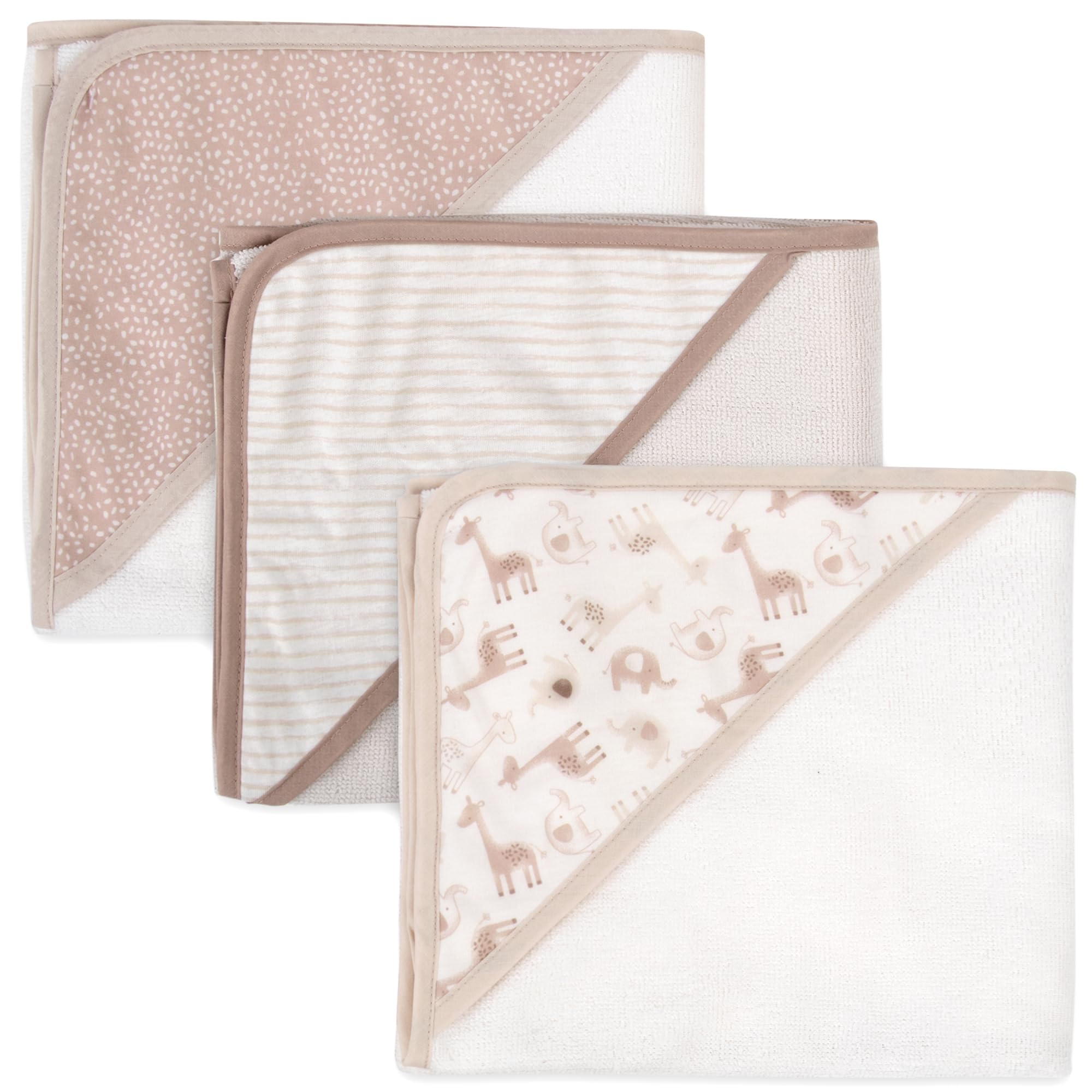 Jessica Simpson Lot de 6 serviettes de bain à capuche et débarbouillettes imprimées pour nourrissons, nouveau-nés et tout-petits de 3 à 24 mois pour le bain, les douches, le salon, la plage et la