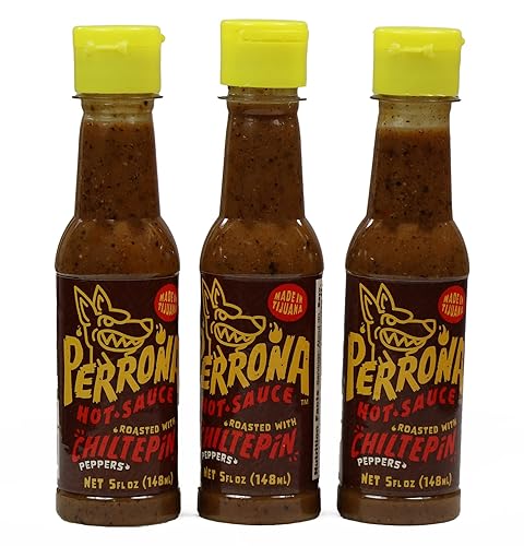 La Perrona Botella de salsa picante chiltepin asada de 5 onzas | Tatemada Chiltepin Salsa Picante | Extra picante | Hecho a mano | Paquete de 3