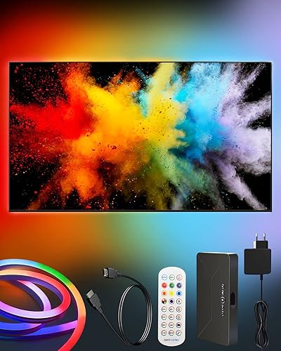 TOLOYE Retroiluminación LED para TV con caja de sincronización HDMI, retroiluminación de TV RGBIC para televisores de 55 a 70 pulgadas, PC, TV de