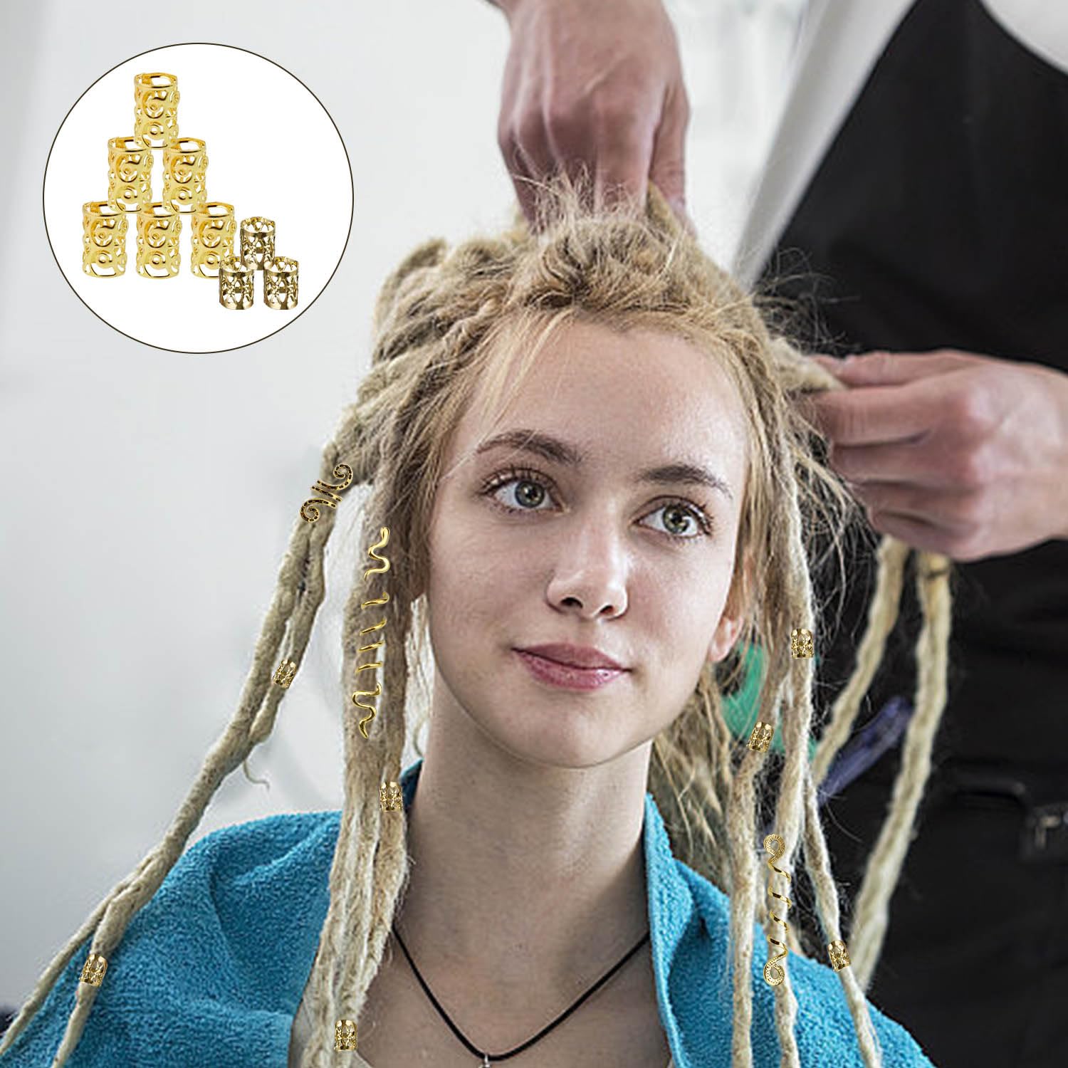 72 Pezzi Anelli Per Dreadlock E Trecce | Regolabili | Oro | Uomini E Donne