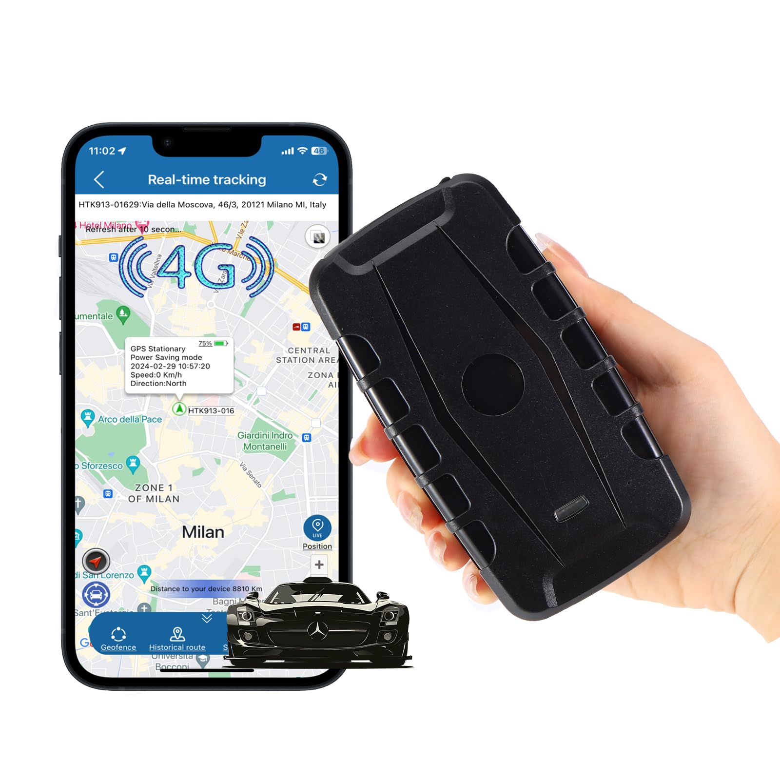 TKMARS 4G GPS Tracker Ohne ABO GPS Tracker Auto 20000mah Ultra-Lange Standby-Zeit, Stark Magnetisch Wasserdicht, Mehrere Alarme