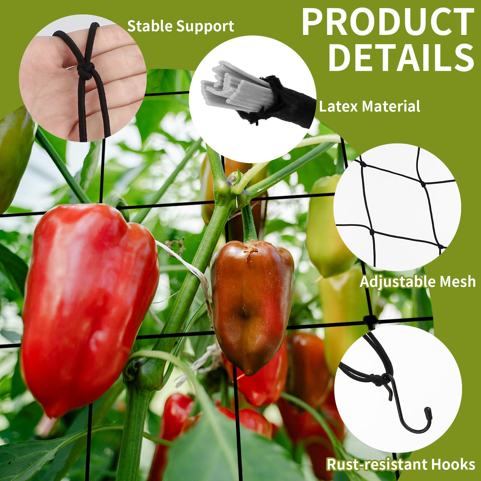 Scrog Filet 120x120 Cm - Filet élastique En Treillis Pour Tentes De Culture Reglable En Hauteur Avec Crochets En Acier