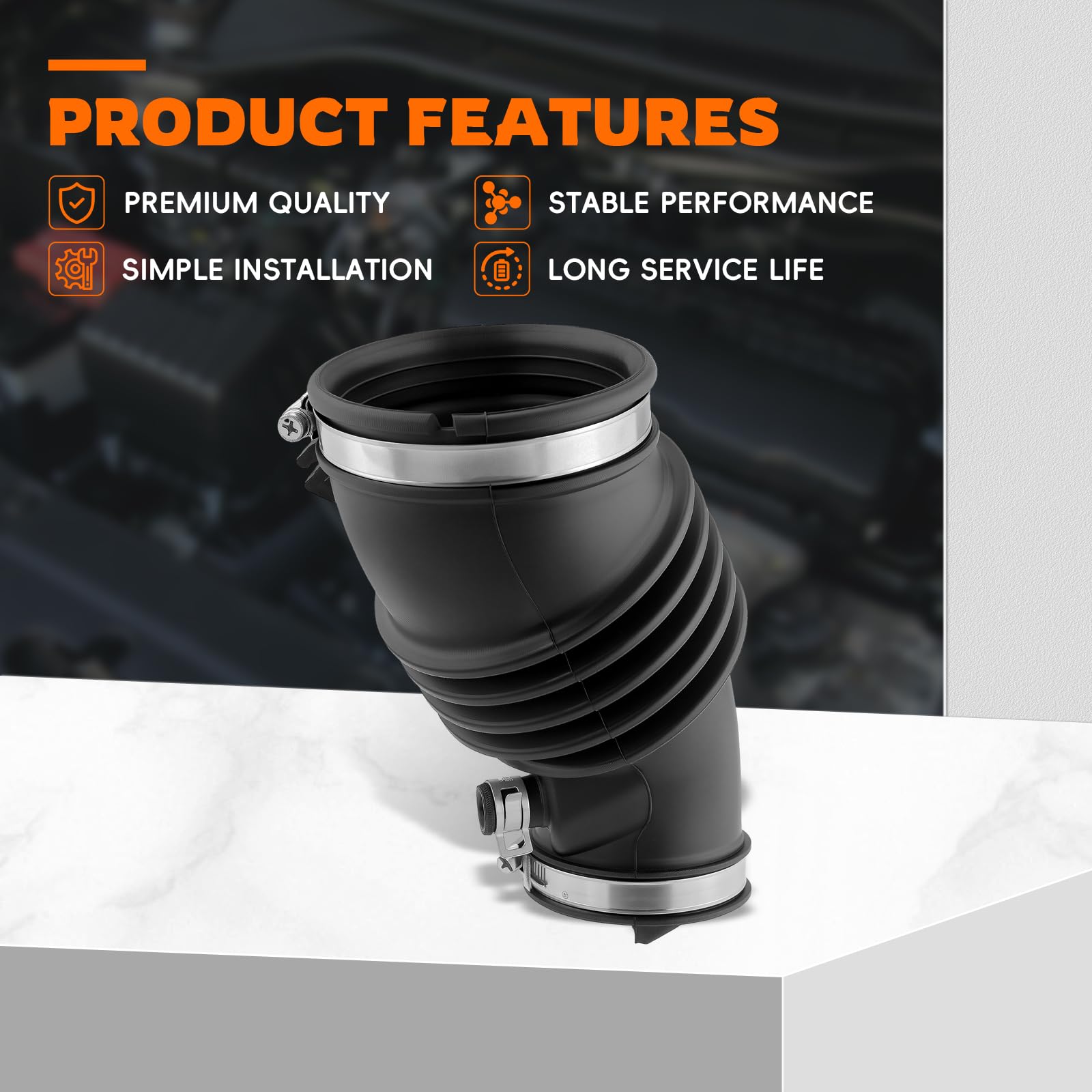 GoaMotors Air Intake Hose 17228-RYE-A00 For Acura MDX 2007-2009 – Black Rubber Replacement - View #2