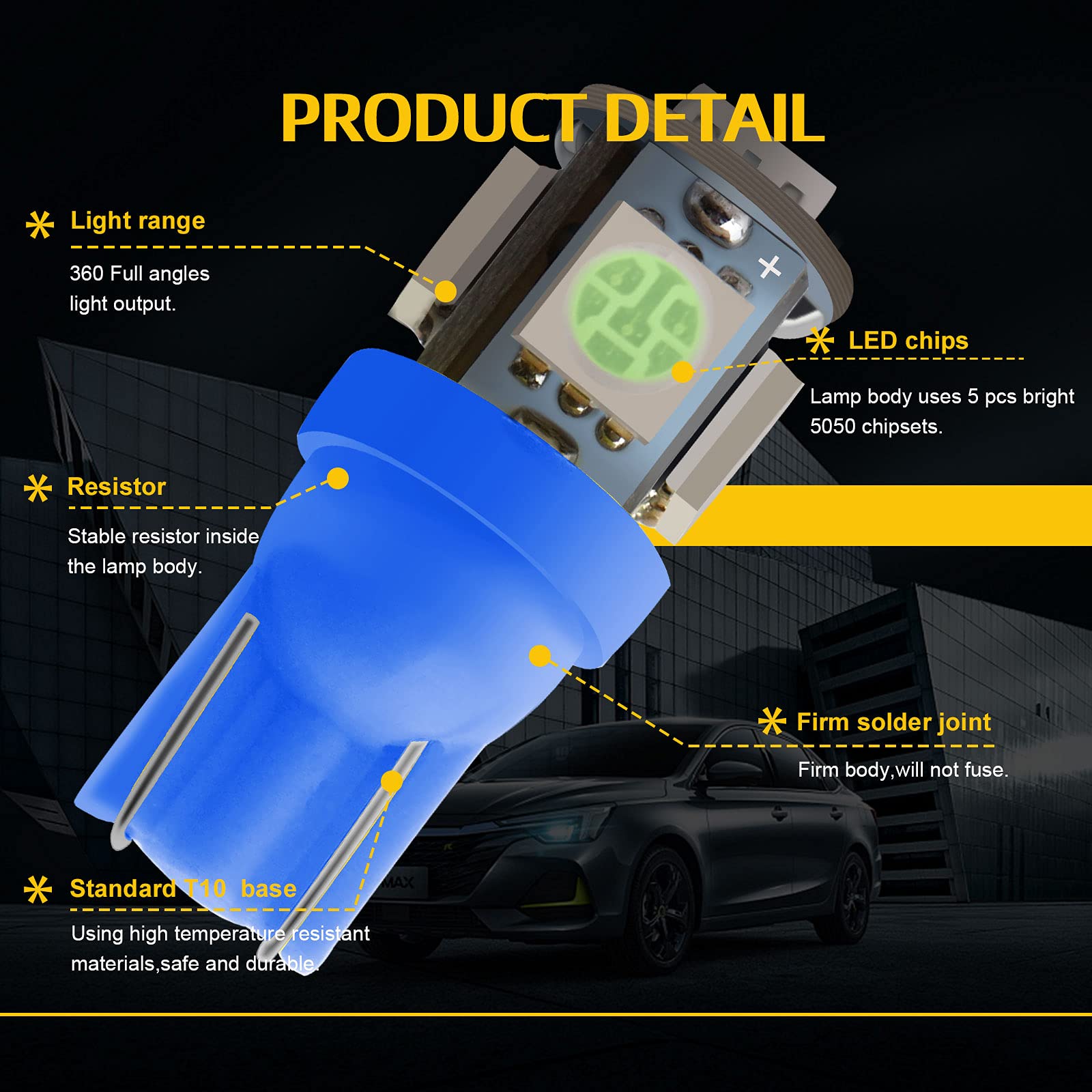 20 Lampadine LED T10 W5W Per Auto - Blu Ghiaccio, 5050 5SMD, 12V, Per Interni E Targa - Foto 7