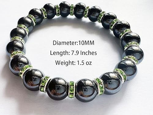 Miniatura 3 de Pulsera magnética para mujer, pulseras de hematita, pulseras magnéticas con circonita, pulsera elástica hecha a mano, elimina la electricidad