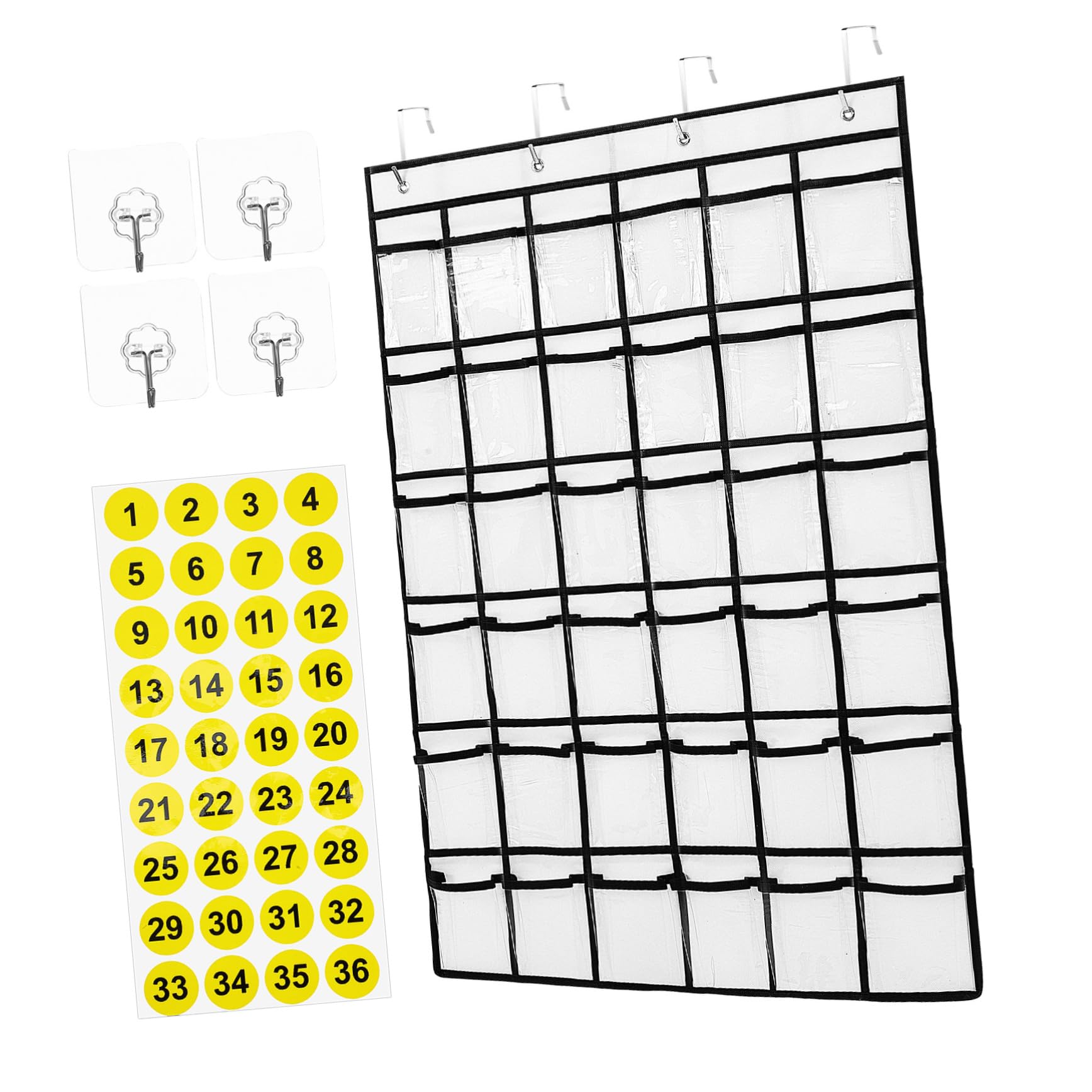 Organizador Colgante de Bolsillos para Puerta Blanco PVC Transparente