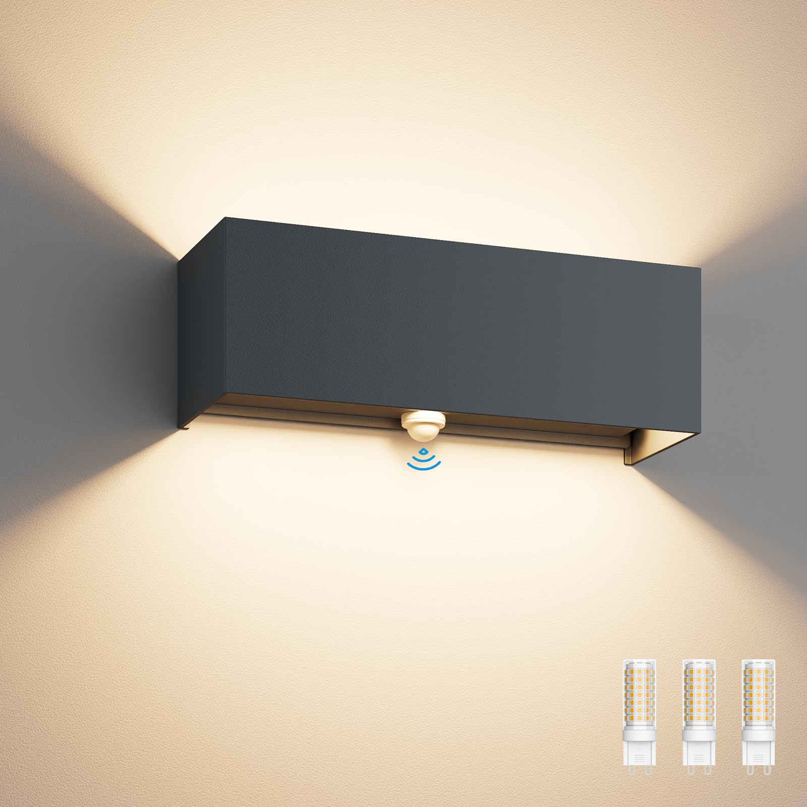 Klighten Applique Murale Extérieur avec Détecteur de Mouvement, Anthracite