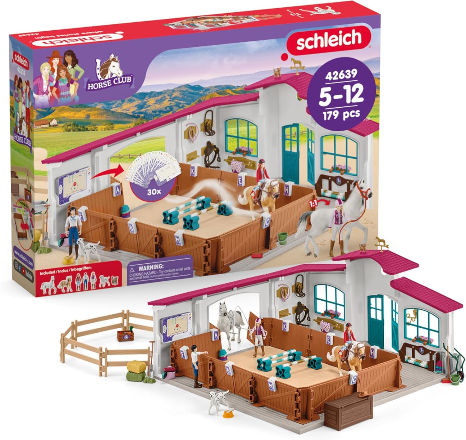 Horse Club Peppertree Riding Arena 179-Piece Horse Playset with Riding Arena Stable Set, 2 Horses, 3 Horse Rider Figurines and Horse Toys for Girls & Boys Ages 5+