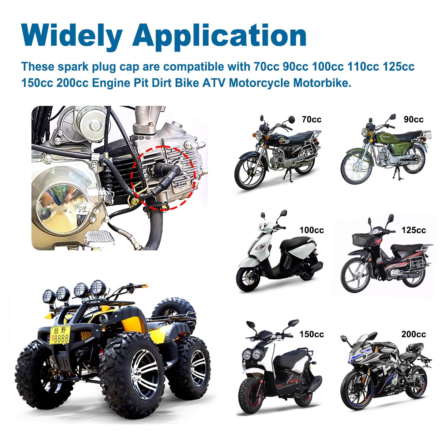 VooGenzek 3 Stuks Bougiekappen – Vervanging Voor 70cc-200cc Motoren, ATV's En Pitbikes, Kunststof/rubber, Zwart, Voorkomt Vocht En Vonkverlies