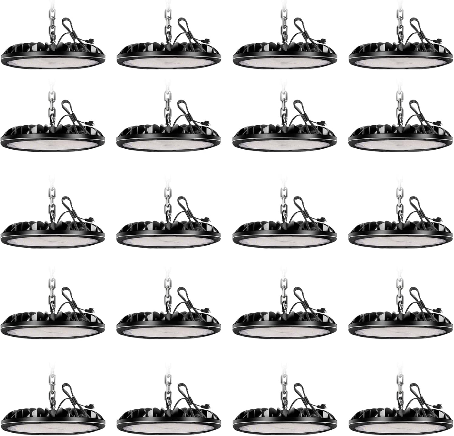 20 Pack LED High Bay Light 300W 30000LM, UFO LED Shop Light with 4ft Plug Cable, 6000K Commercial Bay Lighting, IP65 Waterproof for Warehouse Workshop - Amazon product rated Grade B