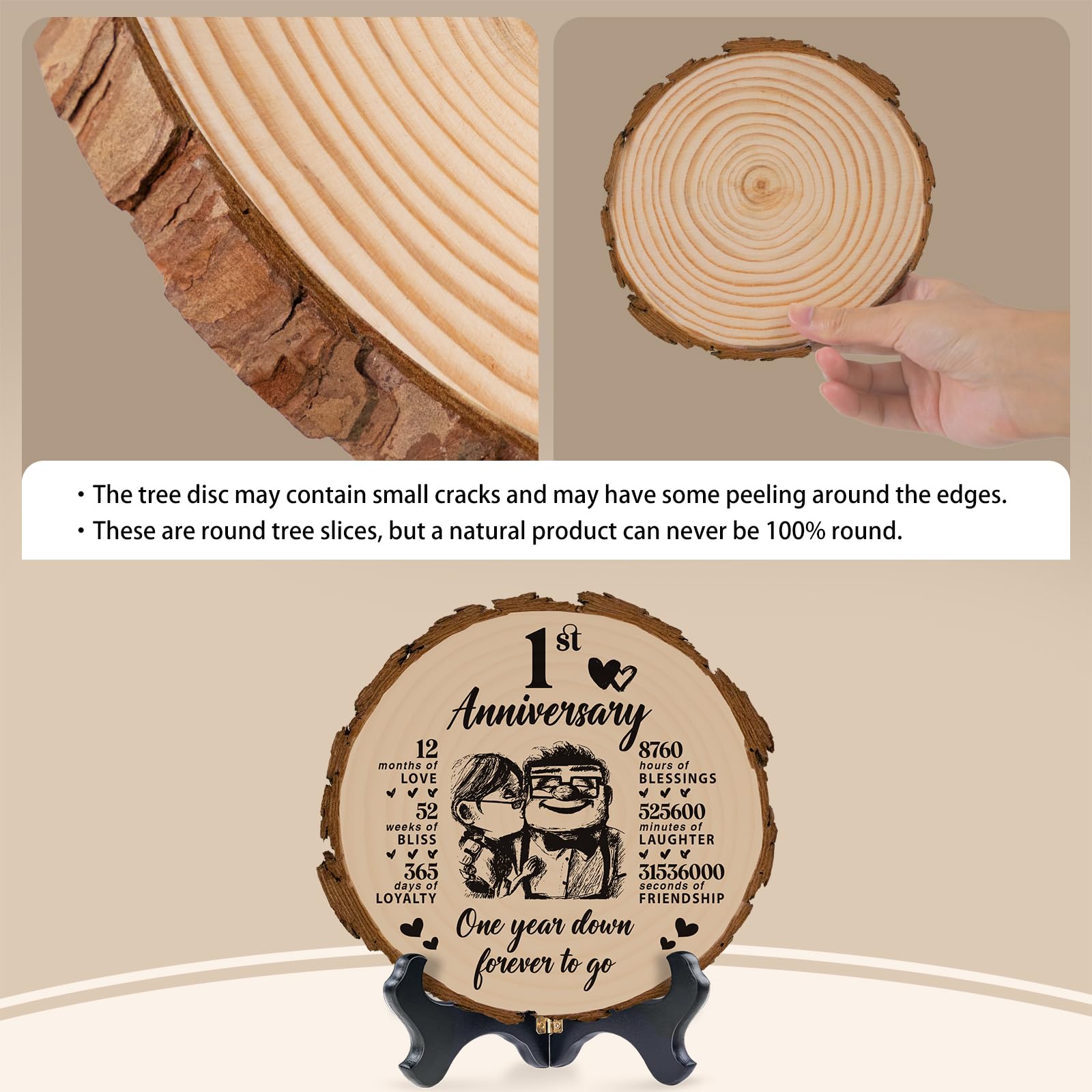 1st Anniversary Wedding Gifts for Wife/Girlfriend/Her, Couples Gifts Wooden Decoration - Image 4