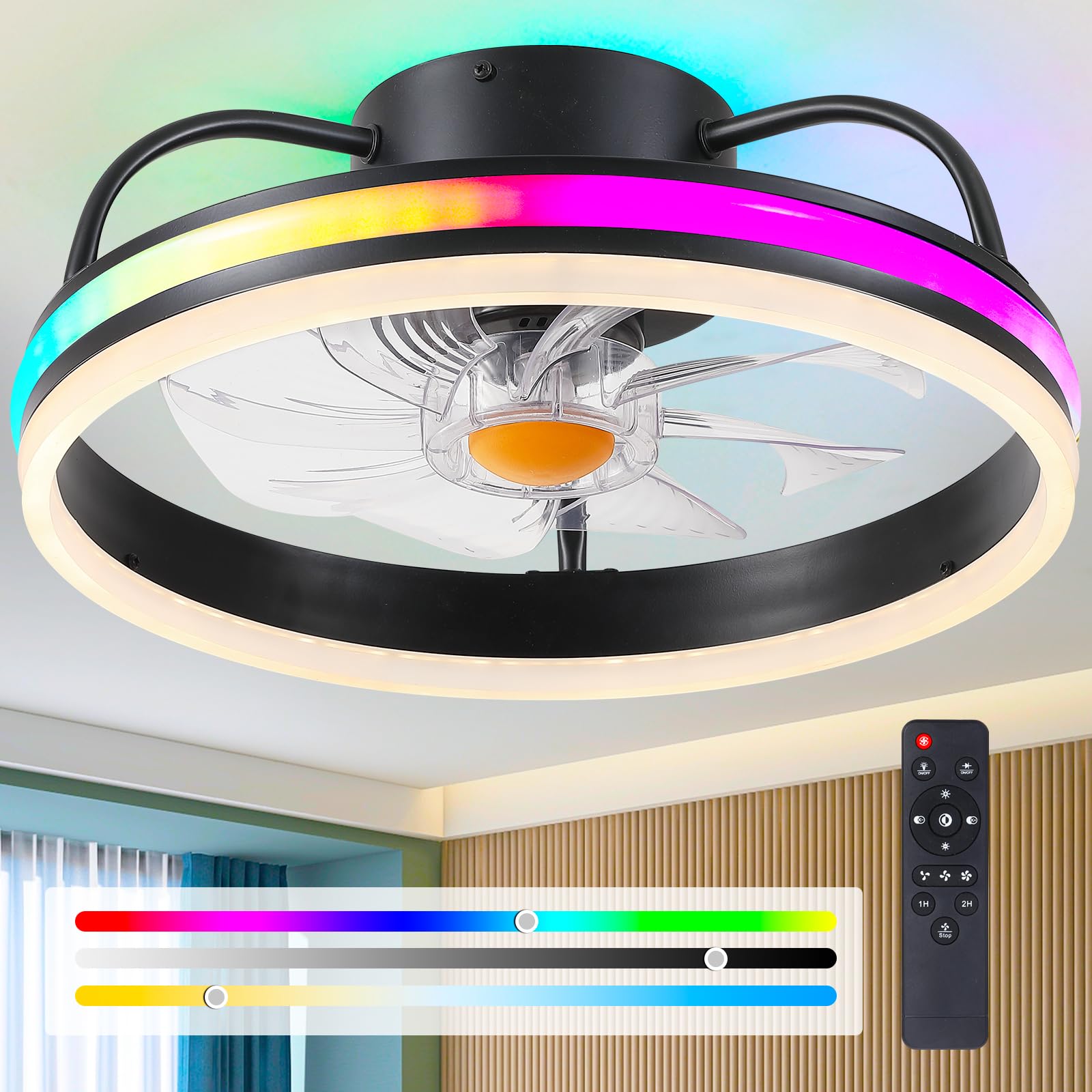 h.221 Ceiling Fan-Low Profile Ceiling Fan with Light - Modern