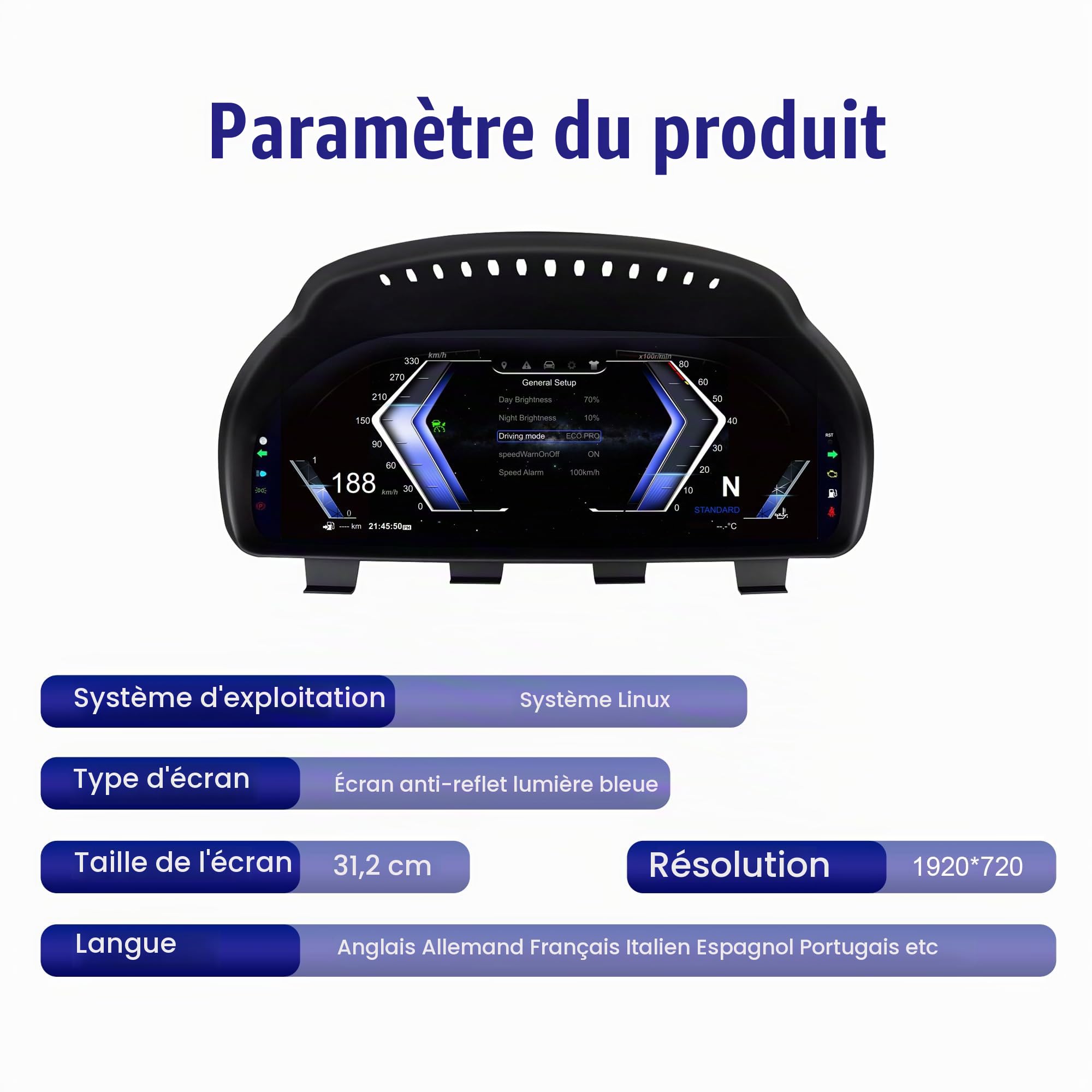Tableau de bord digital 12.3'' pour BMW 5/6/7/X3/X4/X5/X6 F01 F07 F10 F15 F16 F18 F25 F26 speedometer dashboard