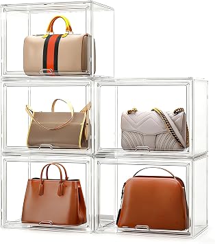 Clear Acrylic Purse Organizer,Sleek Handbag Organizer for Women, Stackable Space-Saving Purse Organizer with Transparent Design for Easy Visibility and Instant Access