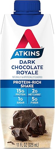 Miniatura 2 de Atkins Batido rico en proteínas Dark Chocolate Royale Rico y cremoso con proteínas Apto para cetogénicos y sin gluten 11 onzas líquidas paquete de 8