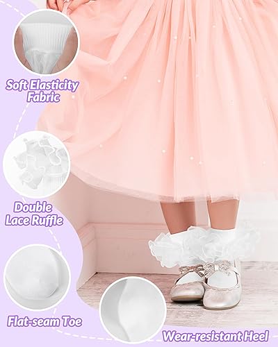 Miniatura 4 de Witwot Calcetines para niña pequeña con volantes grandes de encaje con volantes