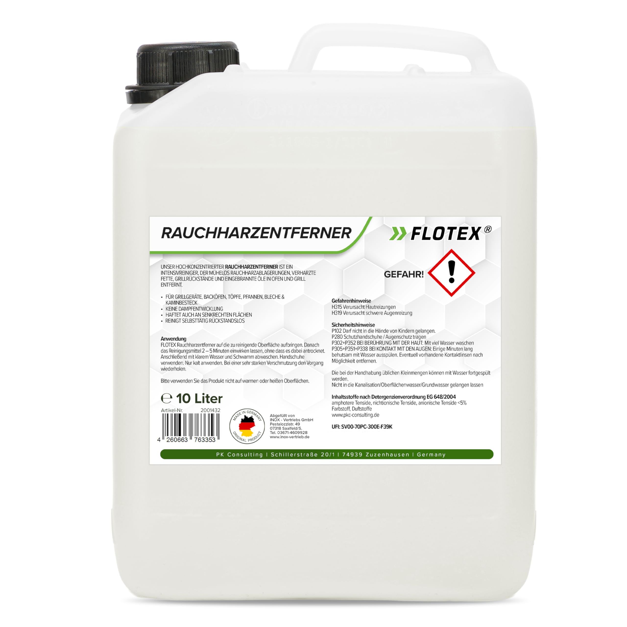10L Rauchharzentferner I Backofenreiniger extra stark I Grillreiniger Gasgrill I Extrem kraftvoller Grillrost Reiniger I Rauchharzentferner Konzentrat dank effektiver Formel