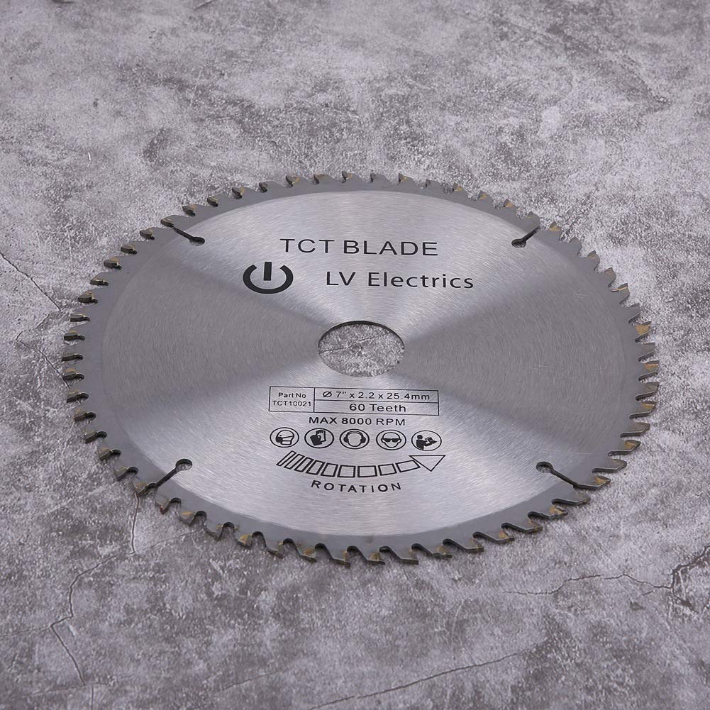 Zetiling Sägeschneidscheibe, 180 mm (7 Zoll) 60 Zähne Hartmetall-Kreissägeschneidscheibe für Stahl, Aluminium, Holz, Kunststoff