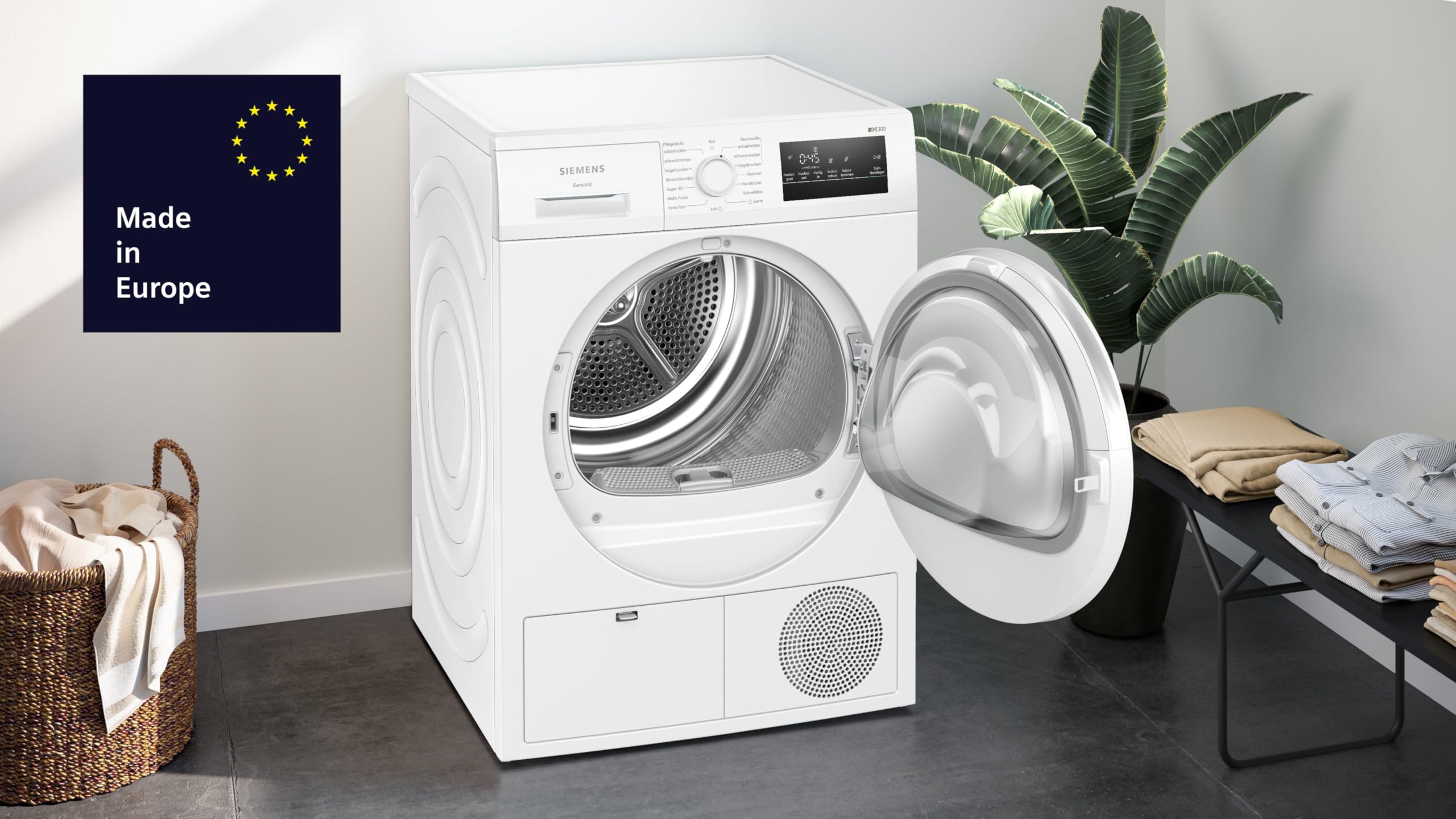 Siemens iQ300 Wärmepumpentrockner 8 kg autoDry WT43H004 | Schonende Trocknung, super40-Programm für schnelle Ergebnisse, easyClean-Filter für eine einfache Reinigung