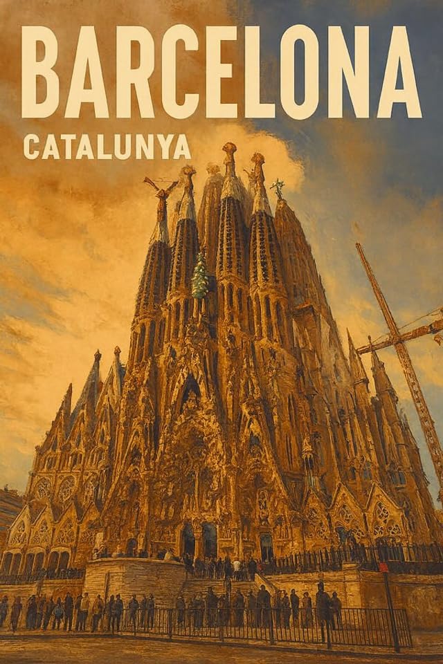 Póster de Barcelona vintage para decorar tu salón con la magia de la Sagrada Familia