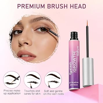 Eyelash Growth Serum, Peptide & Biotin, Gentle Formula for Longer, Thicker Looking Natural Lashes, Hydrating & Nourishing Lash Serum,Sensitive Skin Friendly, Vegan, Cruelty-Free, 5ml