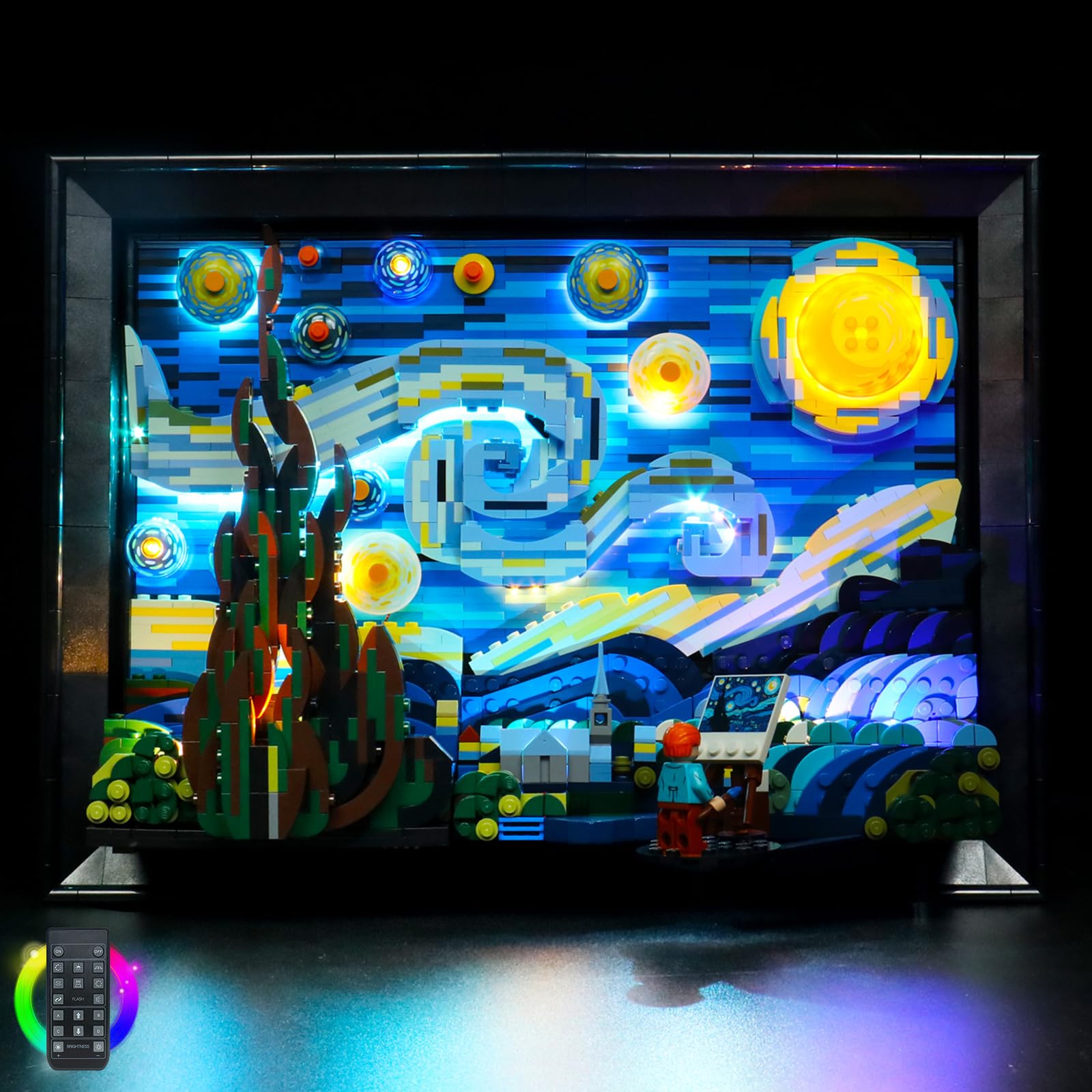 Juego de luces LED compatible con el juego de construcción Starry Night de Lego (modelo Lego no incluido), juego de luces LED DIY con control remoto para 21333 Vincent Van Gogh, luces de juguete