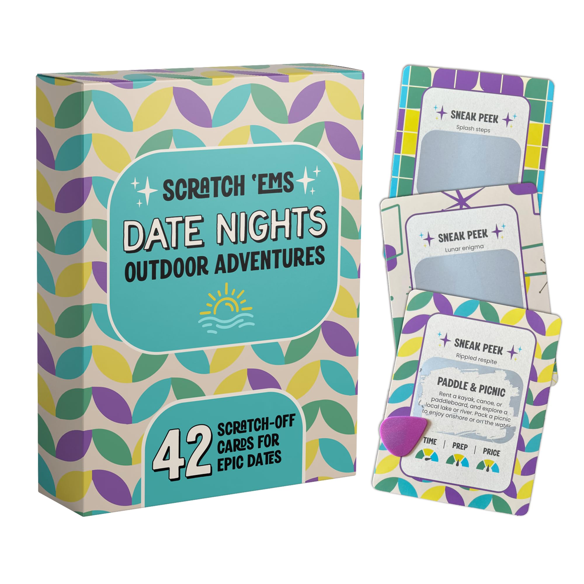 Scratch 'Ems Date Night Outdoor Adventures - 42 Scratch Off Cards For Couples Games & Romantic Gifts