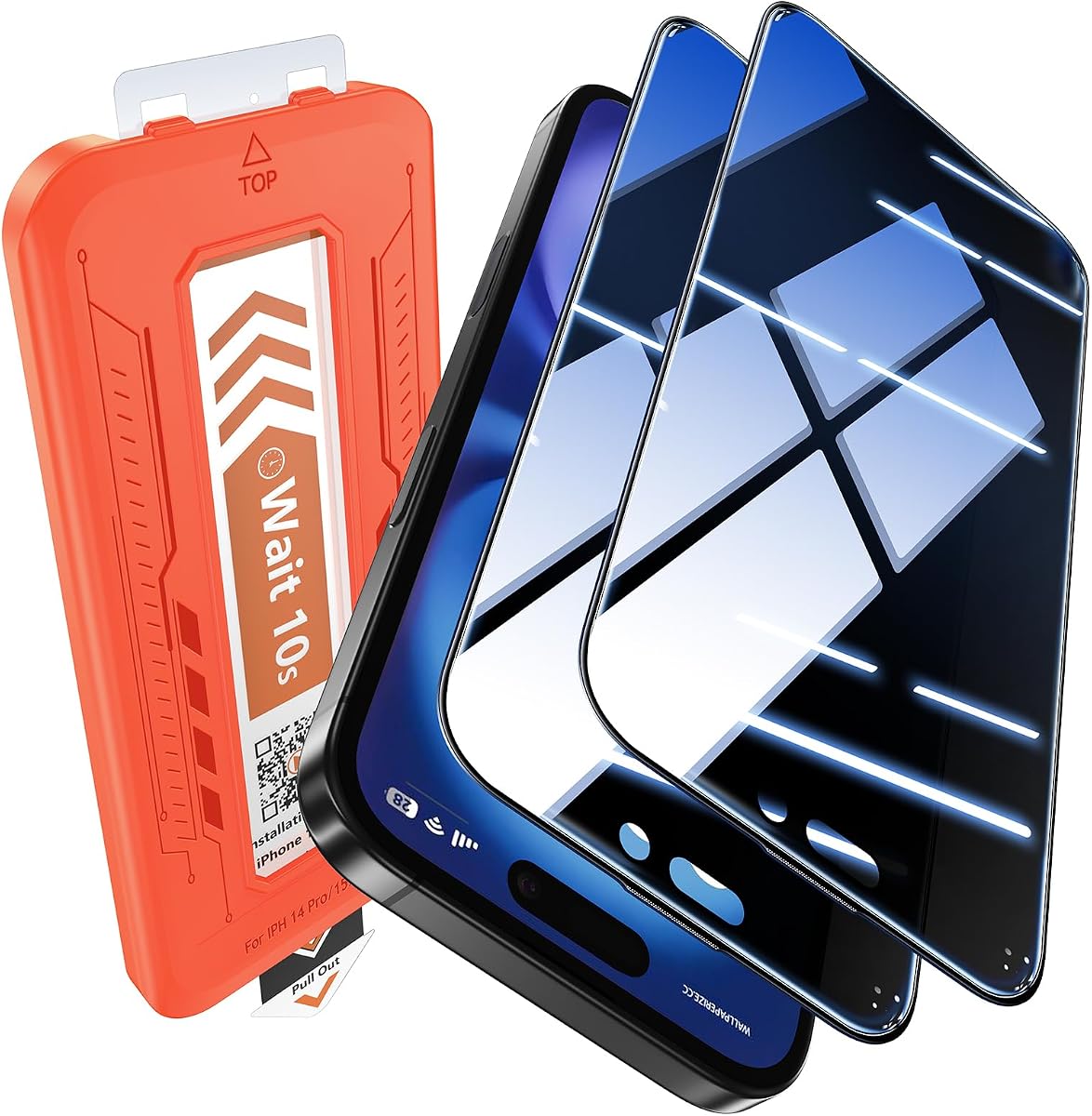 Compatible con EGV para iPhone 16/iPhone 15 Protector de pantalla de privacidad [9H+ Grado militar a prueba de roturas y 100% antiespía], pantalla de privacidad iPhone 16/iPhone 15 de vidrio templado, protección de cobertura completa, 2 paquetes